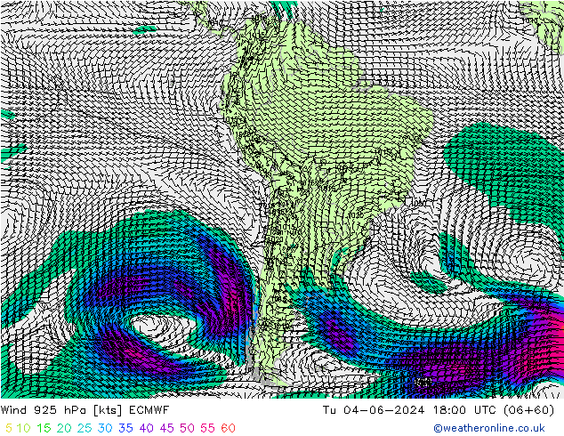 Wind 925 hPa ECMWF Tu 04.06.2024 18 UTC