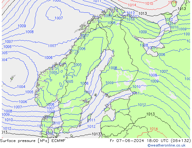 Surface pressure ECMWF Fr 07.06.2024 18 UTC