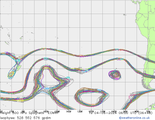 500 hPa Yüksekliği Spaghetti ECMWF Sa 04.06.2024 06 UTC