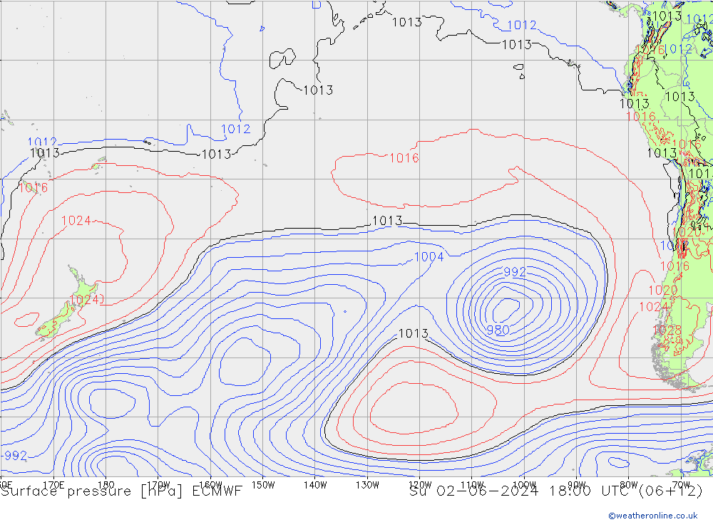 приземное давление ECMWF Вс 02.06.2024 18 UTC