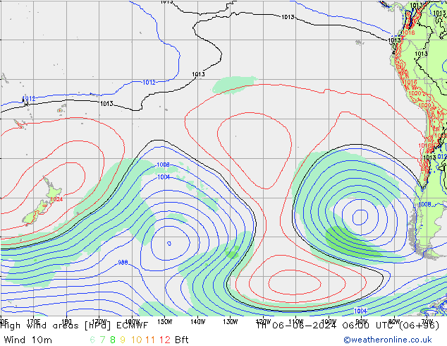 yüksek rüzgarlı alanlar ECMWF Per 06.06.2024 06 UTC