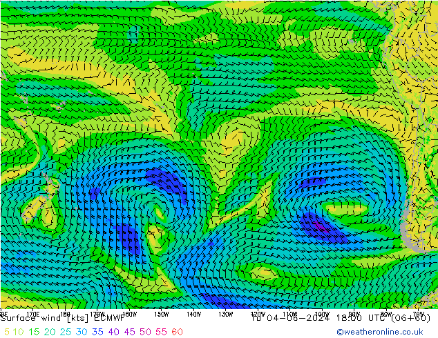 Surface wind ECMWF Tu 04.06.2024 18 UTC