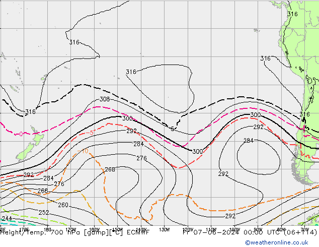 Hoogte/Temp. 700 hPa ECMWF vr 07.06.2024 00 UTC