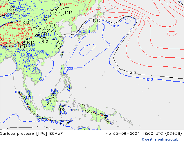 Atmosférický tlak ECMWF Po 03.06.2024 18 UTC