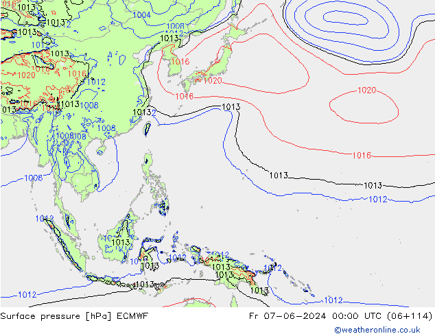 приземное давление ECMWF пт 07.06.2024 00 UTC