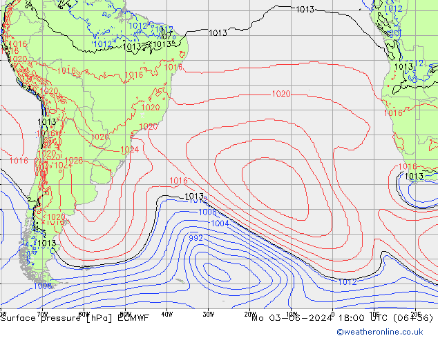 Pressione al suolo ECMWF lun 03.06.2024 18 UTC