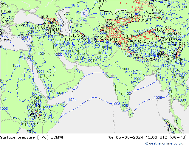 Luchtdruk (Grond) ECMWF wo 05.06.2024 12 UTC