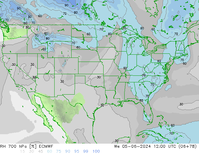 700 hPa Nispi Nem ECMWF Çar 05.06.2024 12 UTC