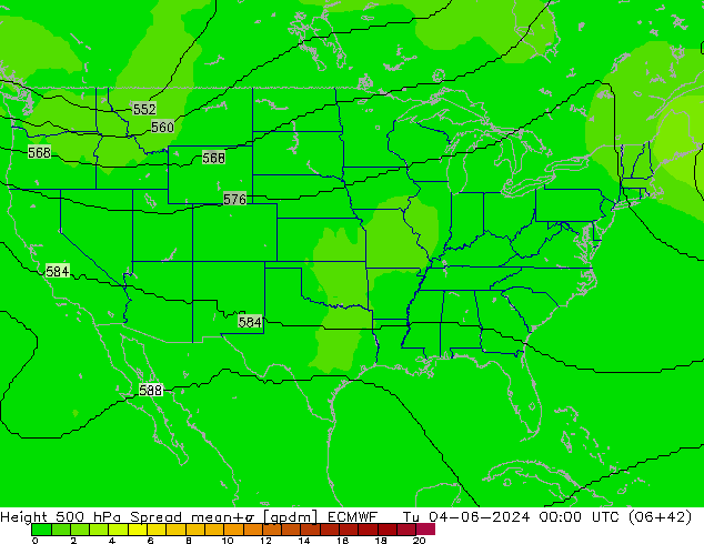 Geop. 500 hPa Spread ECMWF mar 04.06.2024 00 UTC