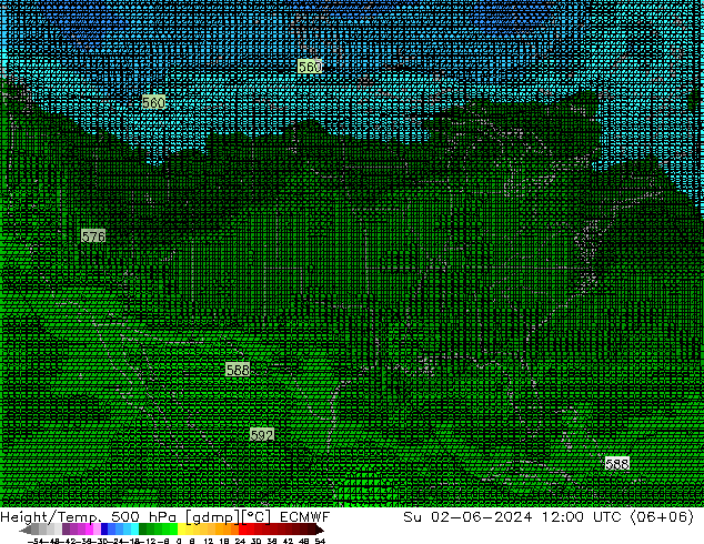 Géop./Temp. 500 hPa ECMWF dim 02.06.2024 12 UTC
