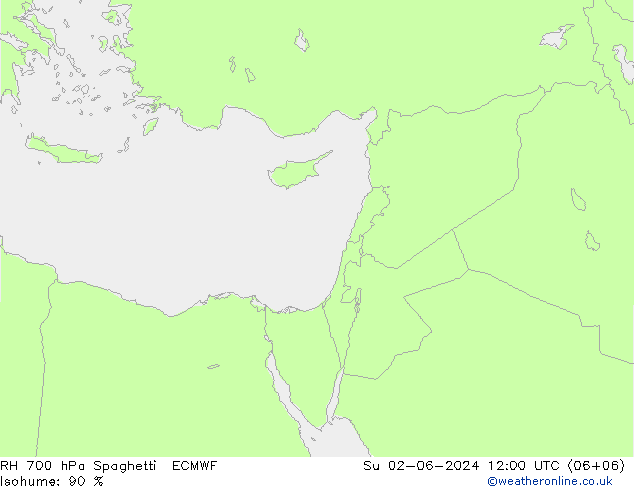 RH 700 hPa Spaghetti ECMWF Ne 02.06.2024 12 UTC