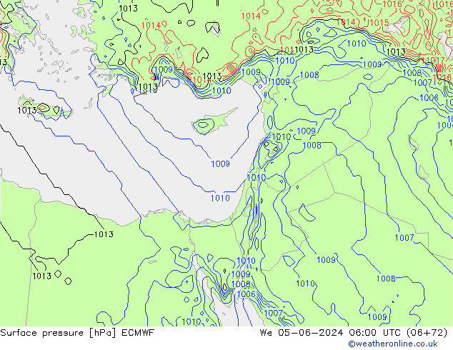 Luchtdruk (Grond) ECMWF wo 05.06.2024 06 UTC