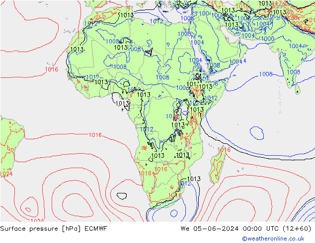 Surface pressure ECMWF We 05.06.2024 00 UTC