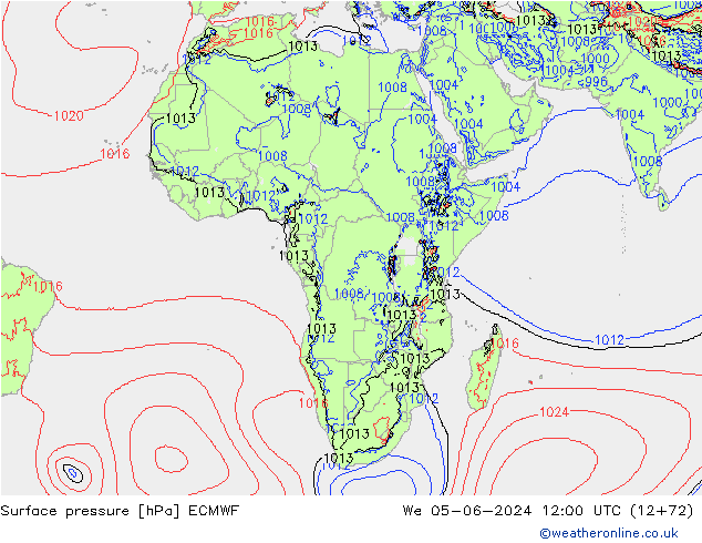 Atmosférický tlak ECMWF St 05.06.2024 12 UTC