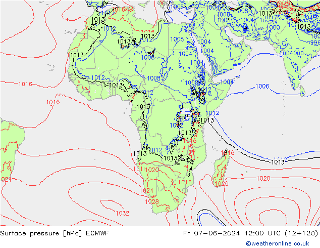 Surface pressure ECMWF Fr 07.06.2024 12 UTC