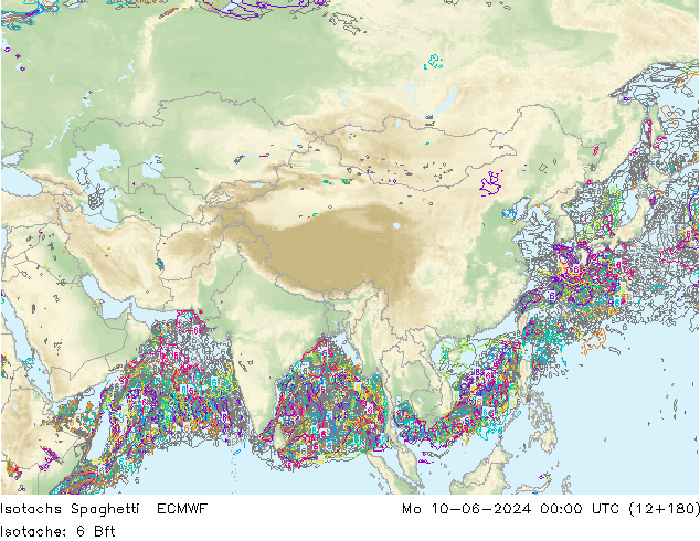 Isotachs Spaghetti ECMWF пн 10.06.2024 00 UTC