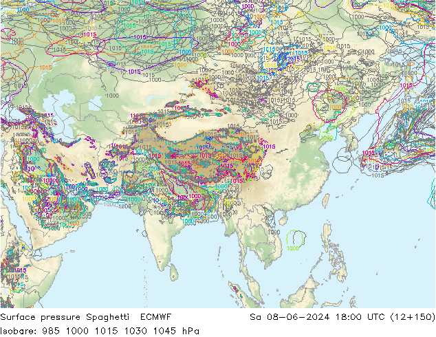 ciśnienie Spaghetti ECMWF so. 08.06.2024 18 UTC