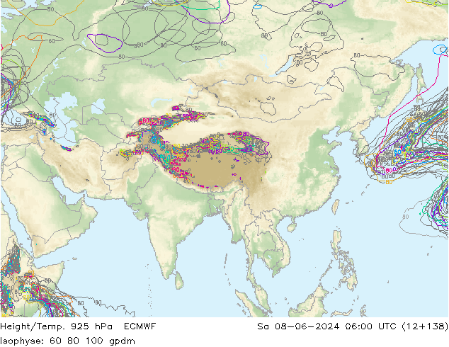 Height/Temp. 925 hPa ECMWF Sa 08.06.2024 06 UTC