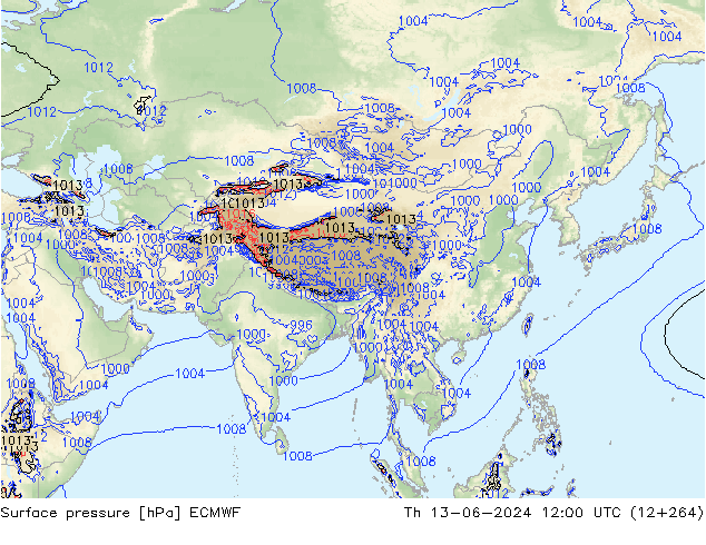 Yer basıncı ECMWF Per 13.06.2024 12 UTC