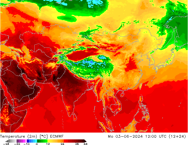 température (2m) ECMWF lun 03.06.2024 12 UTC
