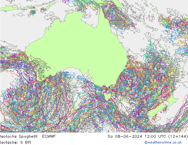 Izotacha Spaghetti ECMWF so. 08.06.2024 12 UTC