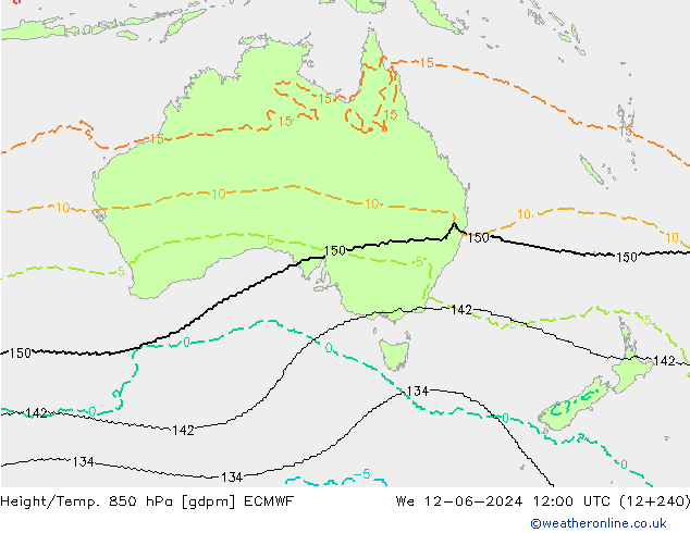 Height/Temp. 850 hPa ECMWF mer 12.06.2024 12 UTC