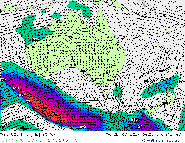 Wind 925 hPa ECMWF wo 05.06.2024 06 UTC