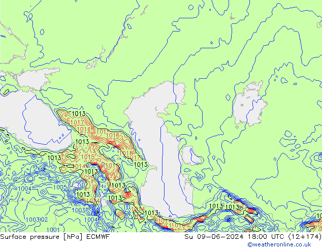 Surface pressure ECMWF Su 09.06.2024 18 UTC