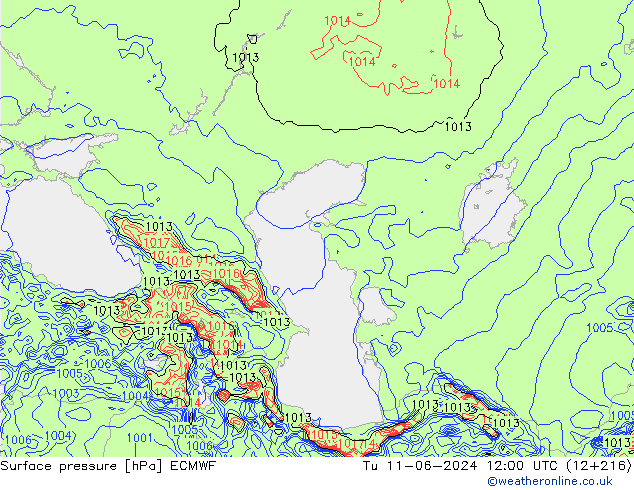 Atmosférický tlak ECMWF Út 11.06.2024 12 UTC