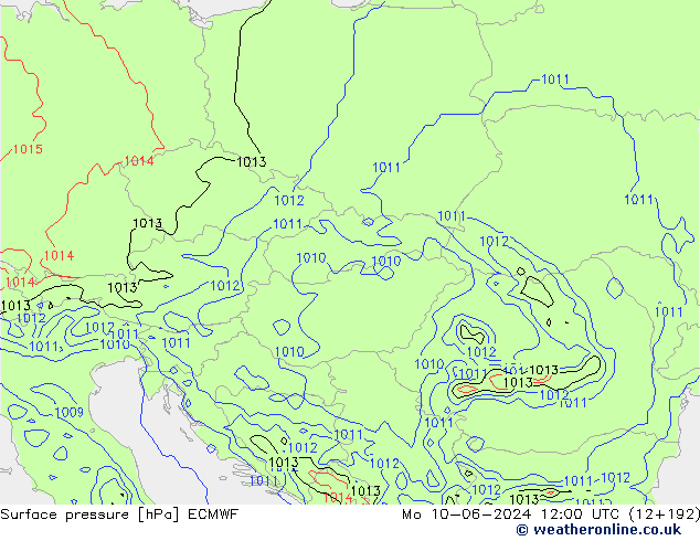 Pressione al suolo ECMWF lun 10.06.2024 12 UTC