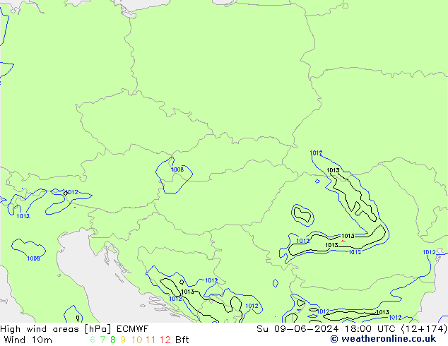 Windvelden ECMWF zo 09.06.2024 18 UTC