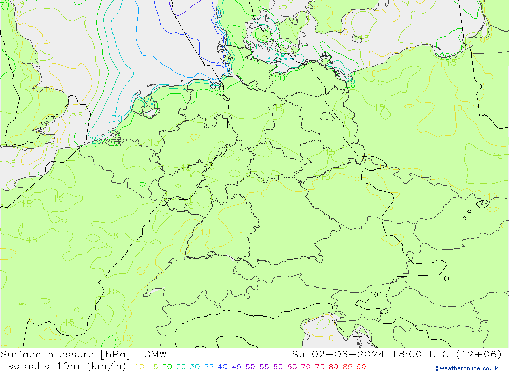Isotachs (kph) ECMWF Ne 02.06.2024 18 UTC