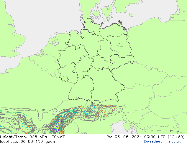 Height/Temp. 925 hPa ECMWF  05.06.2024 00 UTC