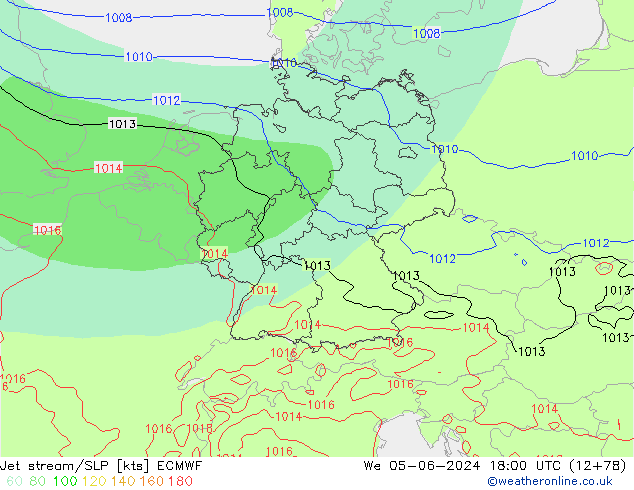 Jet stream/SLP ECMWF We 05.06.2024 18 UTC