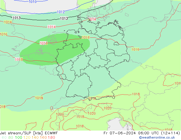 Corrente a getto ECMWF ven 07.06.2024 06 UTC