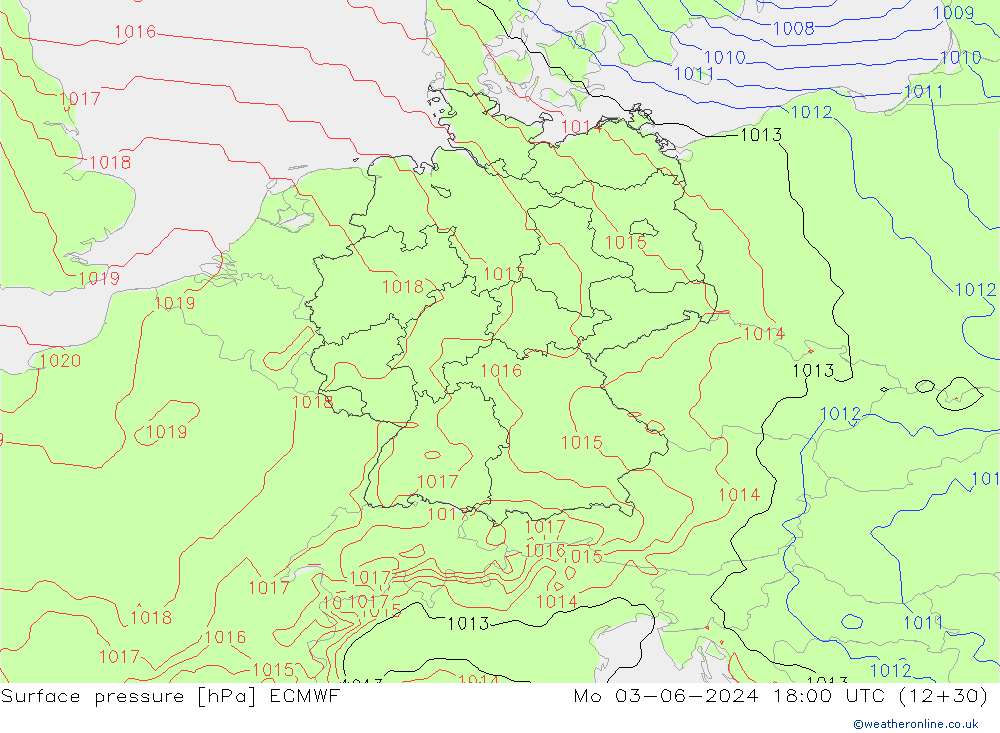 Pressione al suolo ECMWF lun 03.06.2024 18 UTC