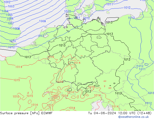 приземное давление ECMWF вт 04.06.2024 12 UTC