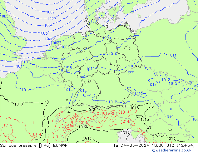 Presión superficial ECMWF mar 04.06.2024 18 UTC