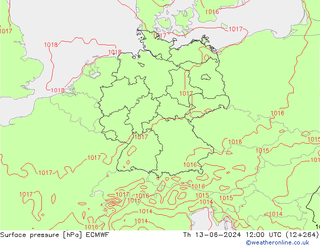 pressão do solo ECMWF Qui 13.06.2024 12 UTC