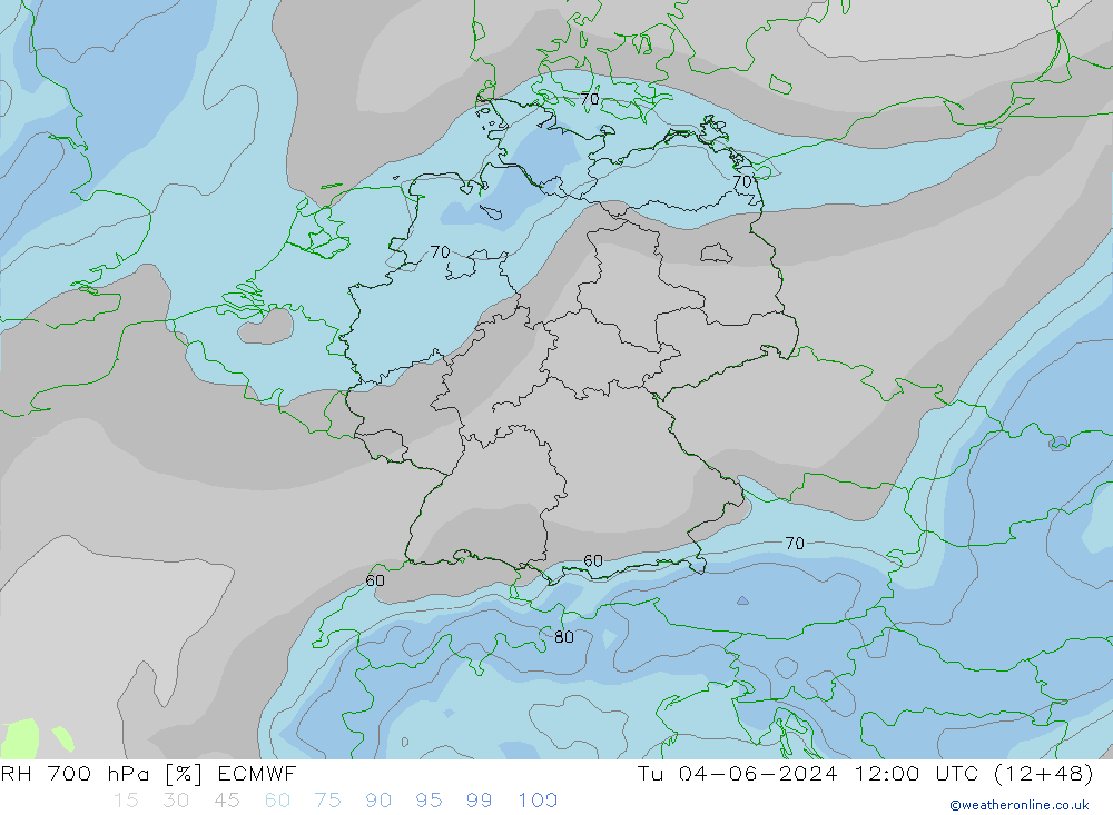 RH 700 hPa ECMWF Ter 04.06.2024 12 UTC