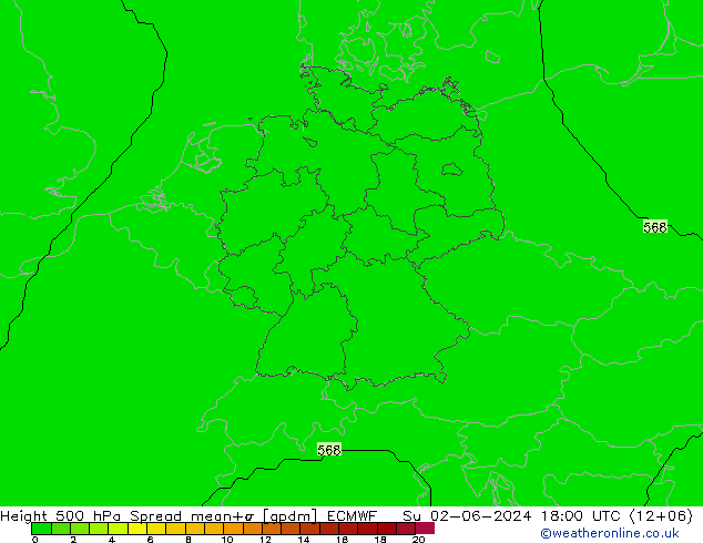 Height 500 hPa Spread ECMWF Dom 02.06.2024 18 UTC