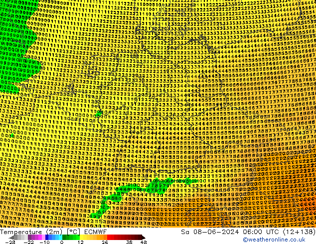 карта температуры ECMWF сб 08.06.2024 06 UTC