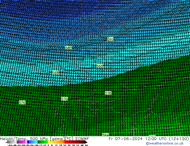 Yükseklik/Sıc. 500 hPa ECMWF Cu 07.06.2024 12 UTC