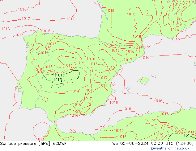 Pressione al suolo ECMWF mer 05.06.2024 00 UTC