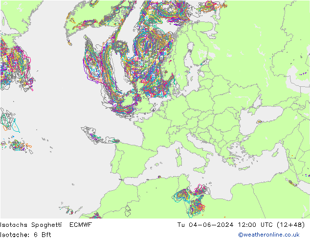 Eşrüzgar Hızları Spaghetti ECMWF Sa 04.06.2024 12 UTC