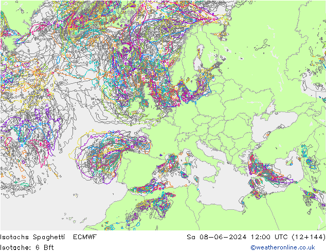 Isotachs Spaghetti ECMWF So 08.06.2024 12 UTC