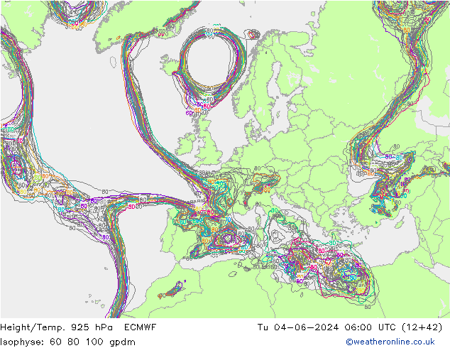 Height/Temp. 925 гПа ECMWF вт 04.06.2024 06 UTC