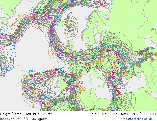Hoogte/Temp. 925 hPa ECMWF vr 07.06.2024 00 UTC