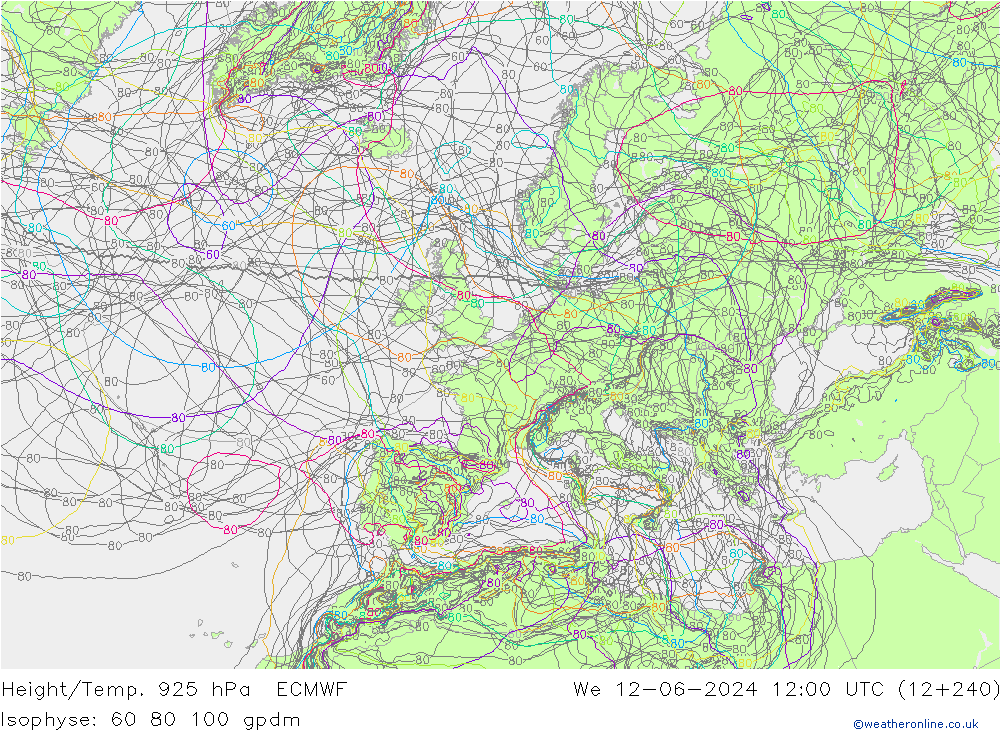 Height/Temp. 925 hPa ECMWF  12.06.2024 12 UTC