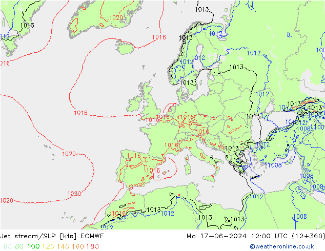Prąd strumieniowy ECMWF pon. 17.06.2024 12 UTC
